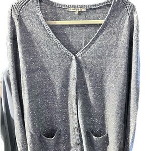 Elegant shimmering Gerard Darel light blue button up cardigan size 2